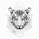 Tiger, skull, roses, fire  tattoo design idea