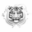 Tiger, skull, roses, fire  tattoo design idea