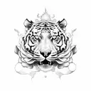 Tiger, skull, roses, fire  tattoo design idea