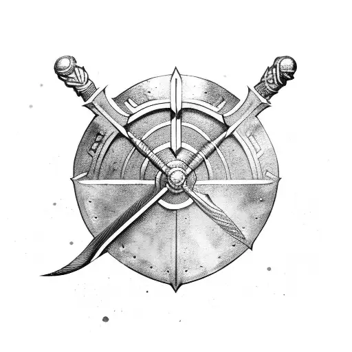 greek spartan sheild and spear behind the sheild tattoo design idea