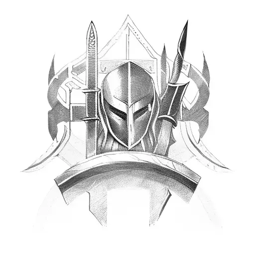 spartan sheild and spear like in God Of War tattoo design idea