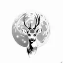 Deer in front of moon tattoo design idea