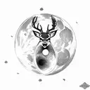 Deer in front of moon tattoo design idea