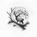 Deer in front of moon tattoo design idea