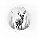 Deer in front of moon tattoo design idea