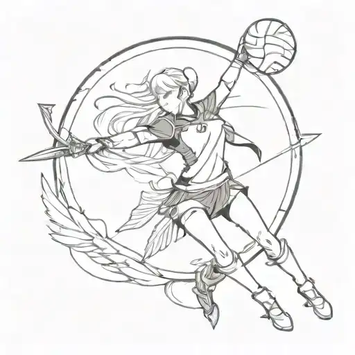 volleyball anime japanese arrow nordic raven tattoo design idea