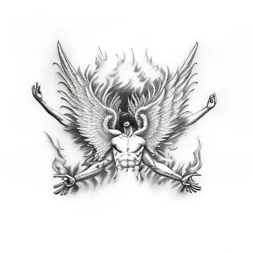 Icarus with Burning Wings tattoo design idea