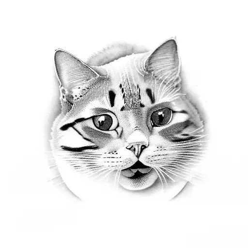 Painted cat eating fish watercolor, felines form, Chinese ink wash stile  tattoo design idea