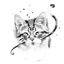 Painted cat watercolor  tattoo design idea