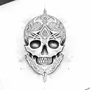 mexican Warrior skull tattoo design idea