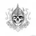 mexican Warrior skull tattoo design idea