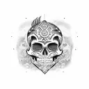 mexican Warrior skull tattoo design idea