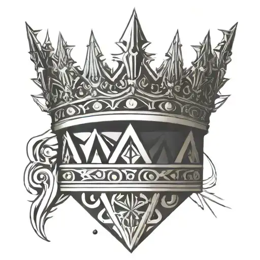V with a crown hanging tattoo design idea