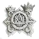 roman numeral 5 V with a crown hanging tattoo design idea