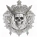 roman numeral 5 V with a crown hanging upside tattoo design idea