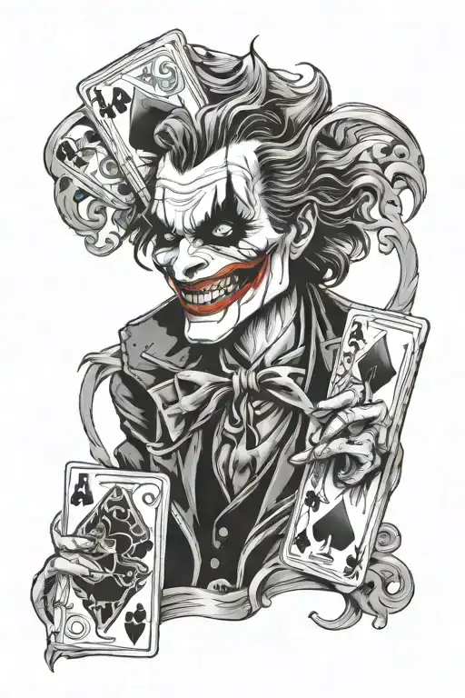 444 playing evil joker card tattoo design idea