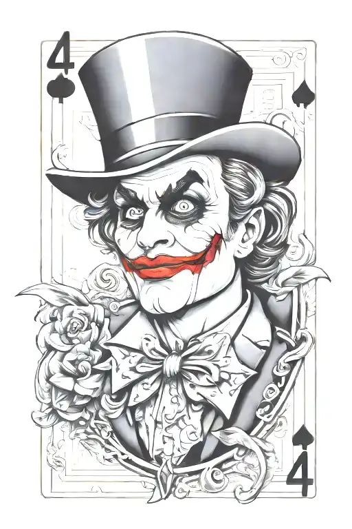 444 playing joker  king card tattoo design idea