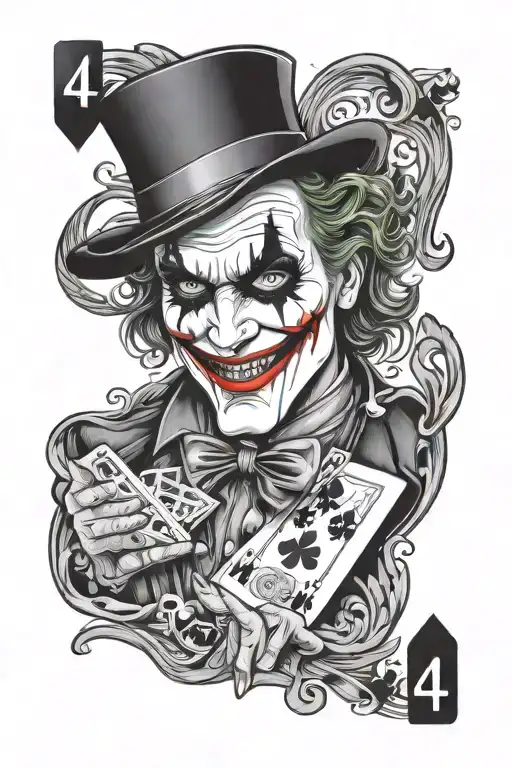 444 playing card joker card tattoo design idea