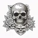 skull and budha tattoo design idea