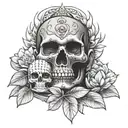 skull and budha tattoo design idea