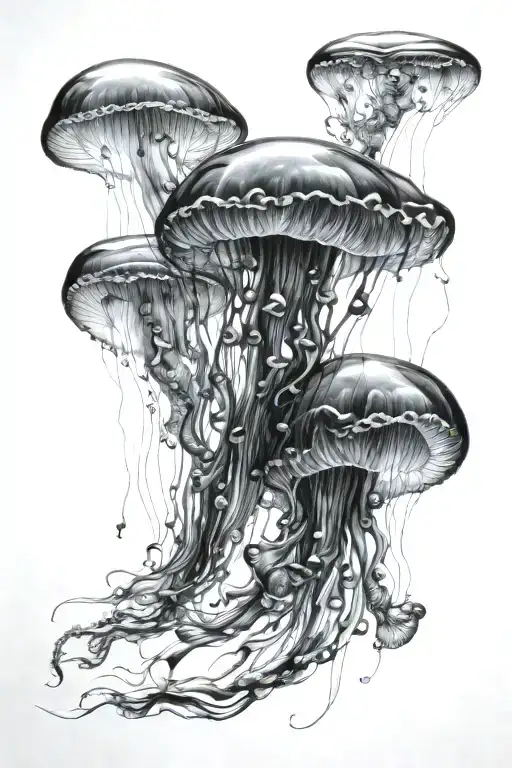 moon jelly fish swimming gracefully tattoo design idea