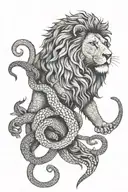 lion and snakes tattoo design idea