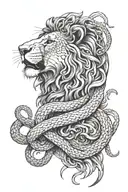 lion and snakes tattoo design idea