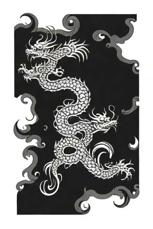 Asian dragon intertwined infinity symbols tattoo design idea