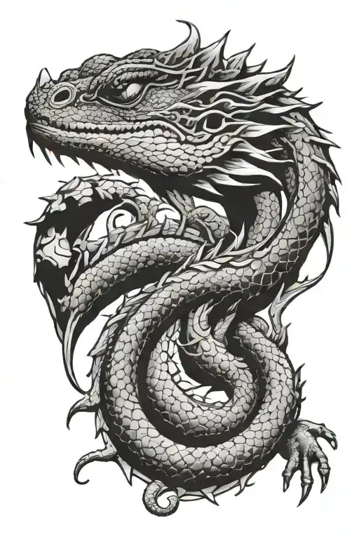 dragon lizard domineering tattoo design idea