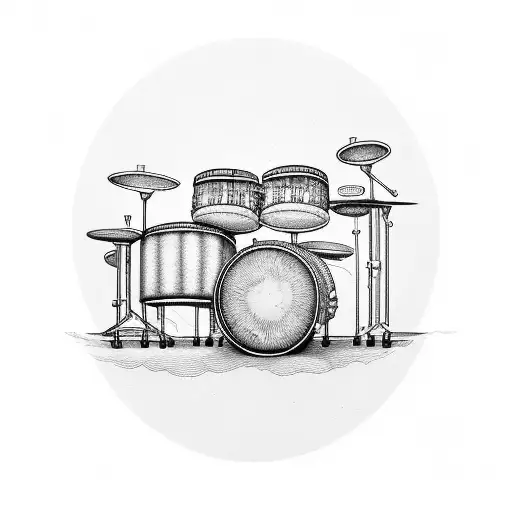 A drum set with trading charts as the drumheads tattoo design idea