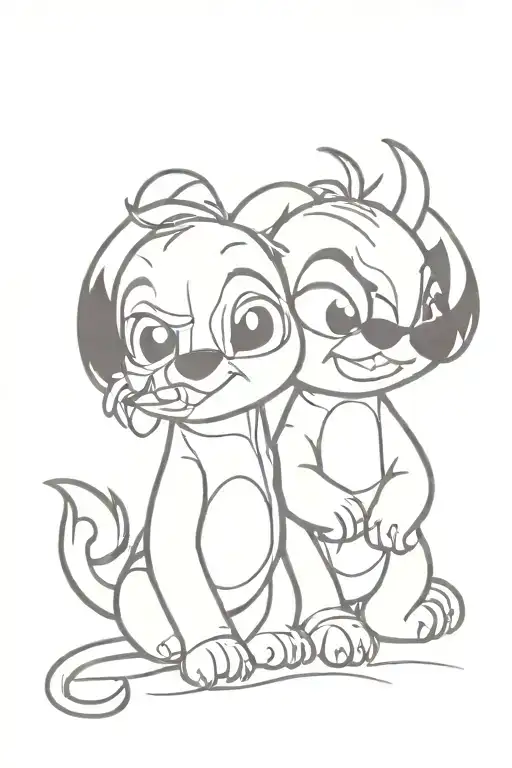 Stitch and simba   tattoo design idea