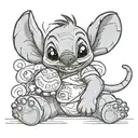 Create a tattoo featuring Stitch lying down and sleeping with Simba as his cuddly toy on the right arm. Stitch should ha tattoo design idea