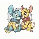 Stitch and simba looking tattoo design idea