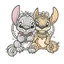 Stitch and simba looking tattoo design idea