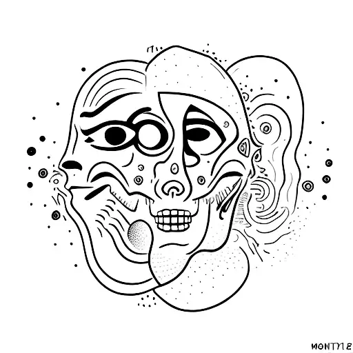 ROSTO FELIZ E TRISTE tattoo design idea