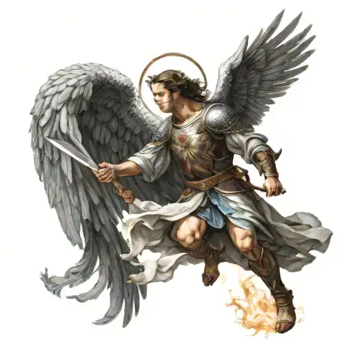 Archangel Gabriel Fighting tattoo design idea