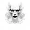 Portrait of a ghostly figure emerging from shadows tattoo design idea
