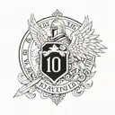 knight with anglel wings and halo, with the date 10/30/2014 in Roman numerals  tattoo design idea