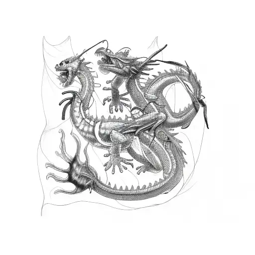 A scientific illustration of a dragon's anatomy with labeled mechanical components tattoo design idea