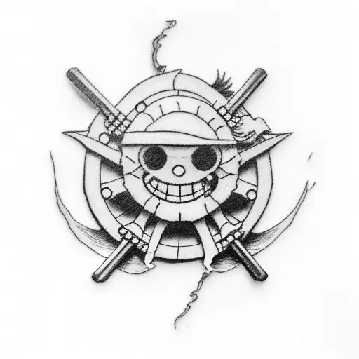  one piece luffy strawhat tattoo design idea