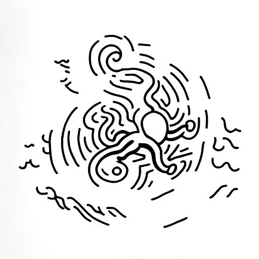 sisyphus pushing a boulder uphill tattoo design idea