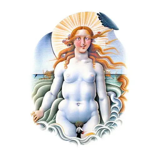 boticelli's birth of venus as a man tattoo design idea
