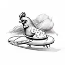 chicken riding a hotdog  tattoo design idea