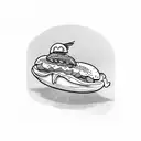 chicken riding a hotdog  tattoo design idea