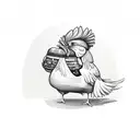 chicken riding a hotdog  tattoo design idea