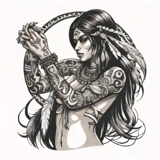 nude indian  girl tattoo for left arm  tattoo design idea