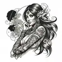nude indian  girl tattoo for left arm  tattoo design idea