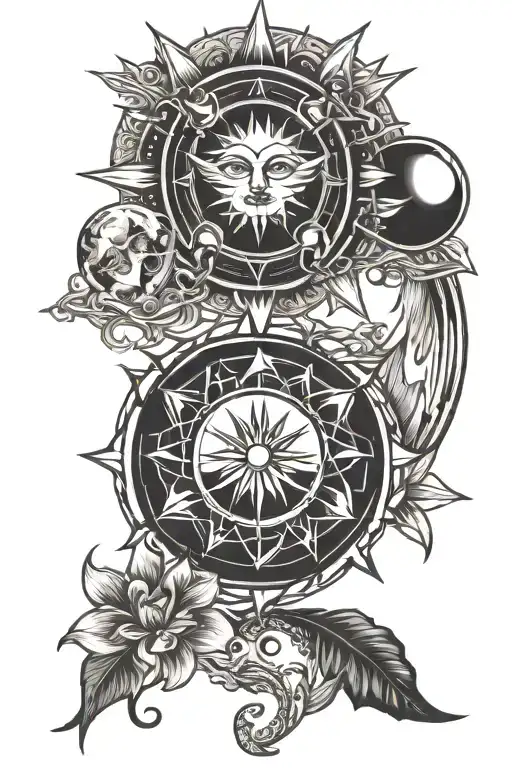 Libra sun, libra moon, pisces rising sun tattoo design idea