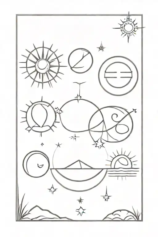 Libra sun, libra moon, pisces rising sun tattoo design idea
