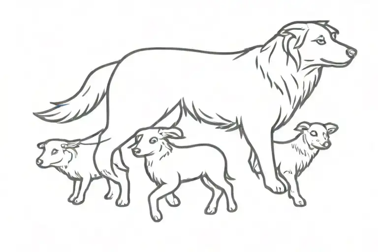 border collie herding sheep tattoo design idea
